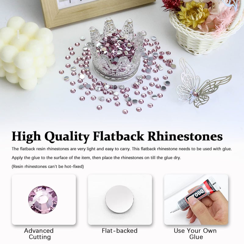 Briskbloom 3000PCS SS16 4mm Resin Flatback Rhinestone, Light Pink Flatback Rhinestones for Nails, Tumblers, Mugs, Bottles, Craft Decoration, Loose Bling Glitter Diamond Stone - Image 2